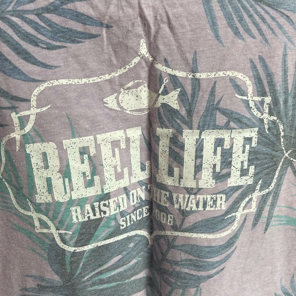 Reel life size large t shirt purple with palm print - Picture 5 of 5